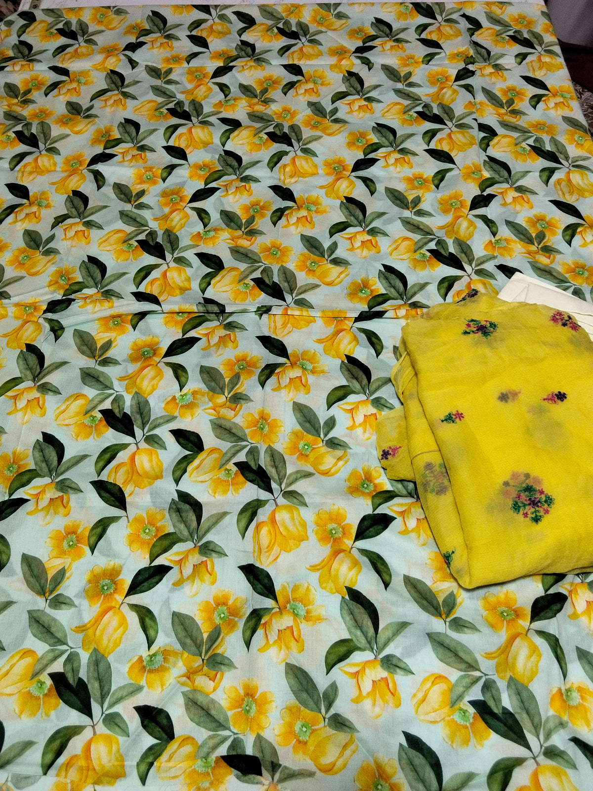 Sale cross stitch printed lawn 2pc+Breeze embroided pure chiffon dupatta