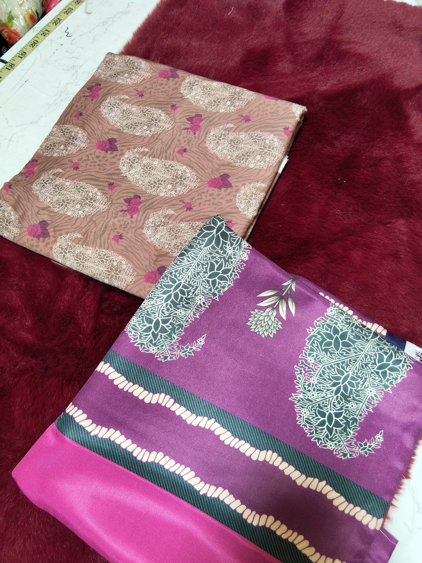 Sale printed linen 3Pc with printed shawl (winter)