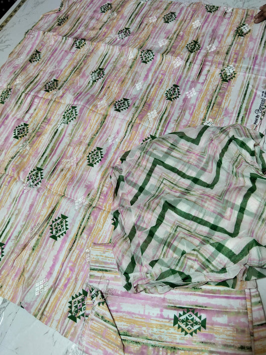 Sale Bareeze Embroidered Linen 3Pc with Chiffon Duppata