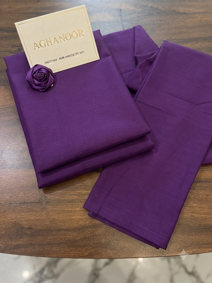 Agha Noor purple raw silk 2 pc dyeable