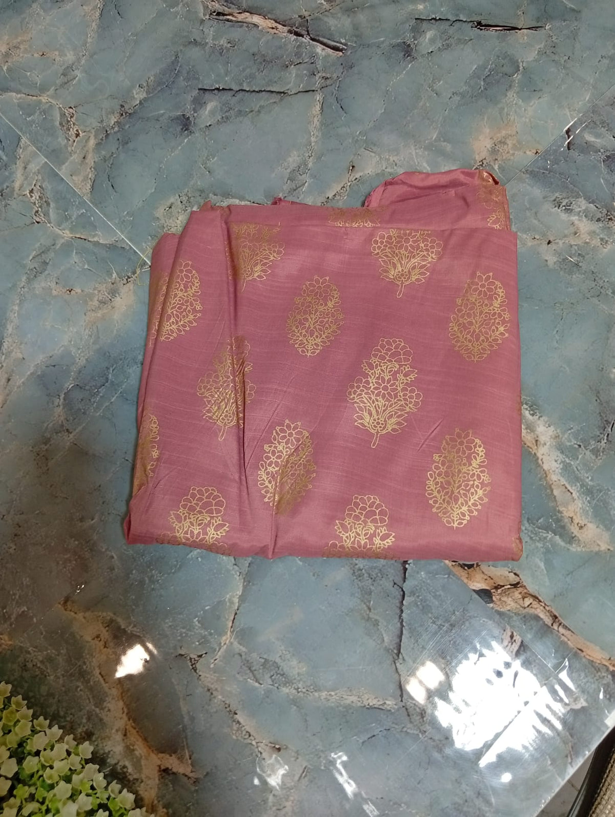 Block printed raw silk 2pc