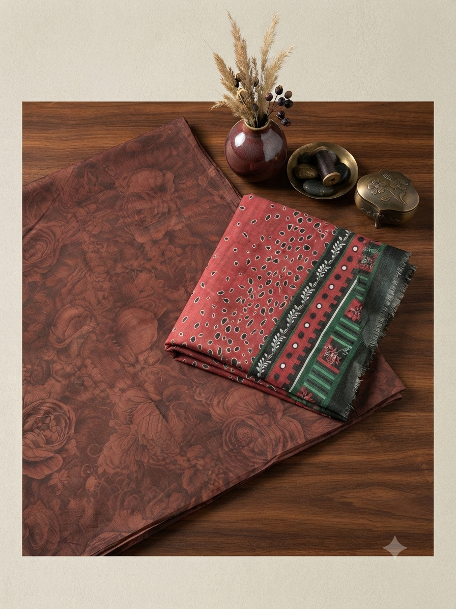 Sale Jazmine by baroque printed linen shirt and trouser with printed wool shawl winter 3pc