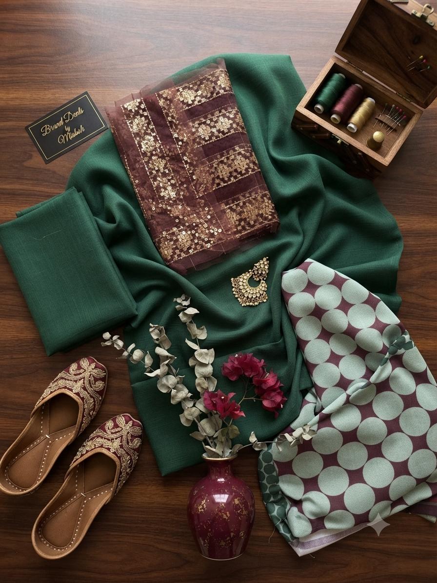Sale Baroque plain khadar  shirt and trouser with printed shawl complete 3pc winter