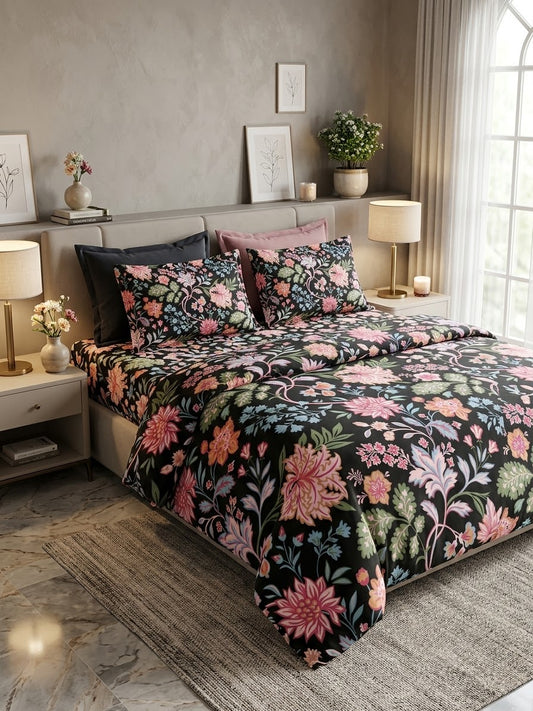 pure cotton stuff king size bed sheet with 2 pillow covers