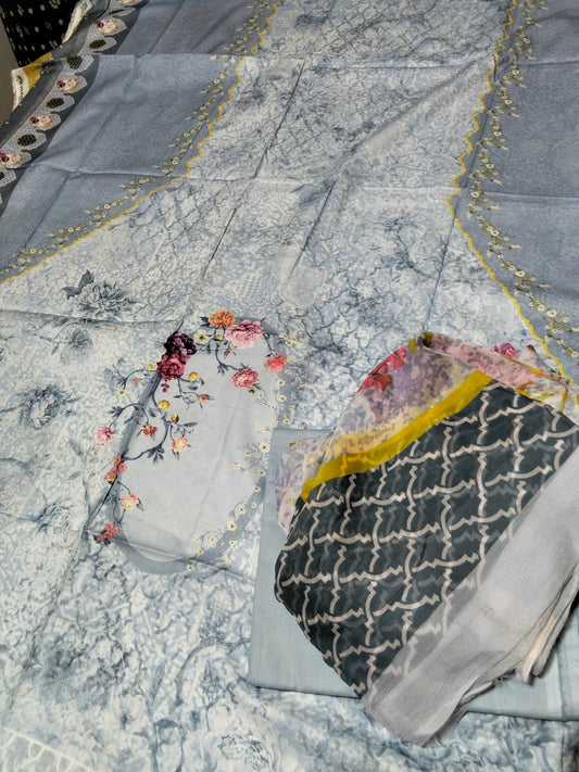 Sale Wardha Saleem printed lawn 3pc with printed chiffon dupatta