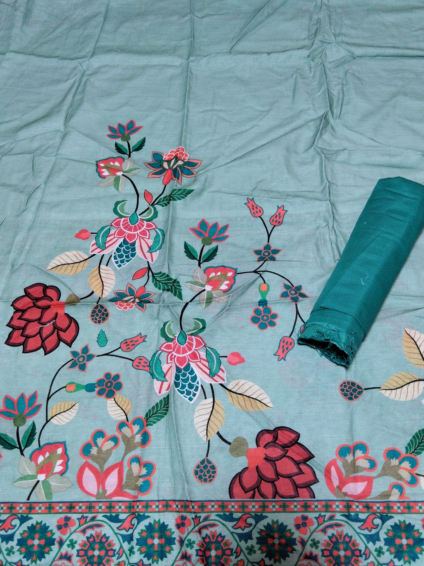Sale printed khadar 2pc with plain trouser