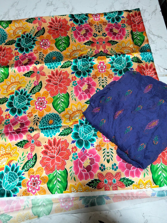 Sale shmose silk 2pc+Breeze embroided pure chiffon dupatta