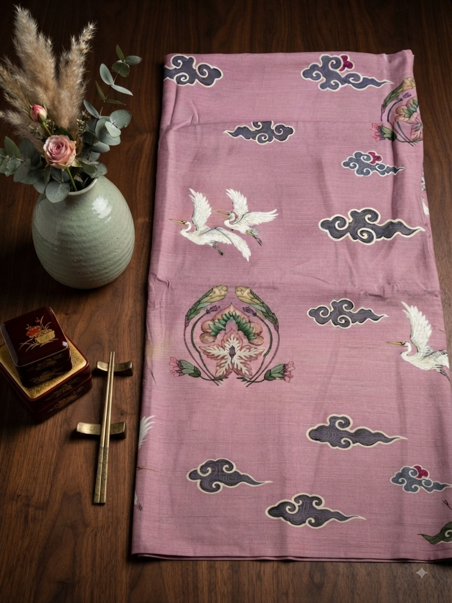 Ethnic Allover Printed raw Silk 2pc