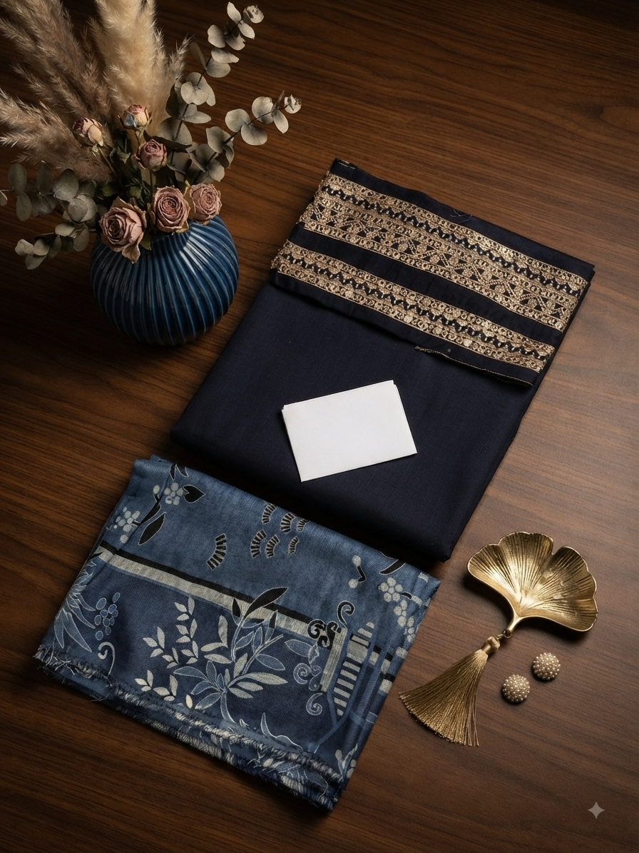 Sale plain khadar shirt and trouser with printed wool shawl complete 3pc winter