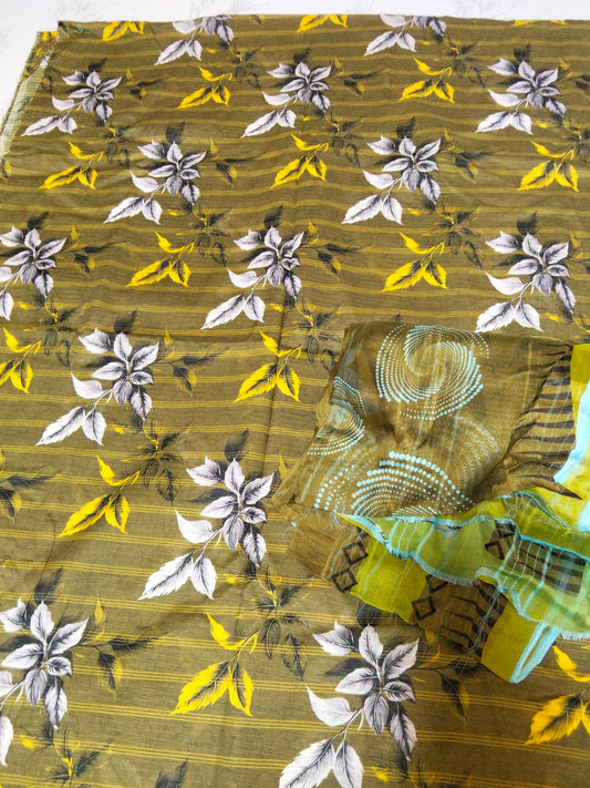 Sale printed Doria lawn 3pc with printed chiffon dupatta