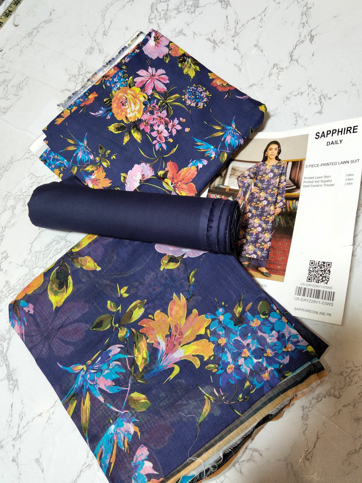 Sale printed lawn 3pc with plain trouser