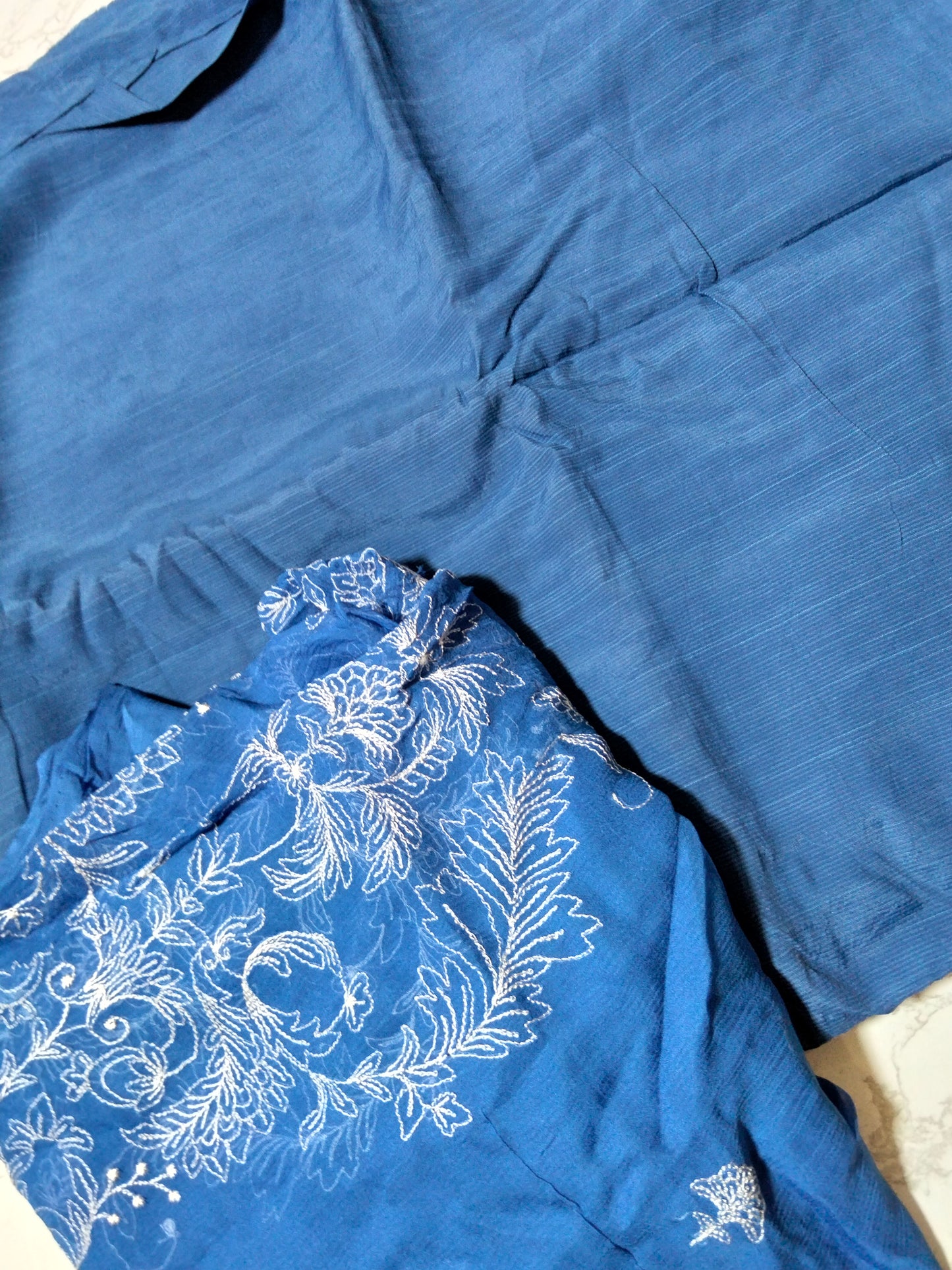 Sale plain row silk 2pc+breeze embroided pure chiffon dupatta
