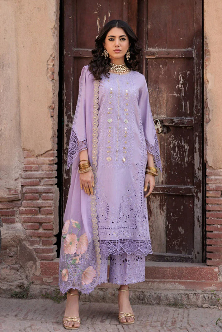 Sale charizma embroided lawn trouser plain lawn Shirt chiffon dupatta with embroided patches (front missing)