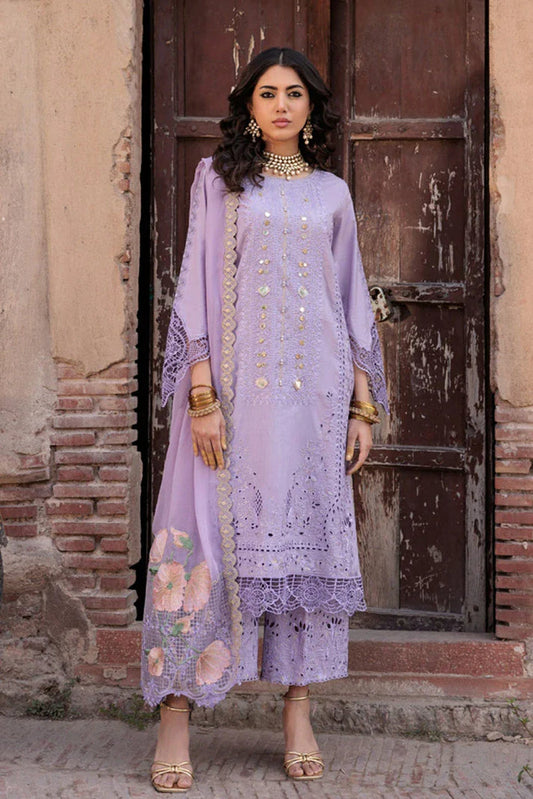 Sale charizma embroided lawn trouser plain lawn Shirt chiffon dupatta with embroided patches (front missing)
