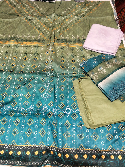 Sale embroided duppata Printed lawn 3pc+Allover Printed lawn 2pc