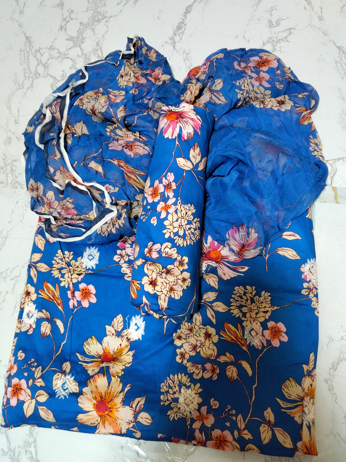 Sale embroided linen 3pc with printed chiffon dupatta