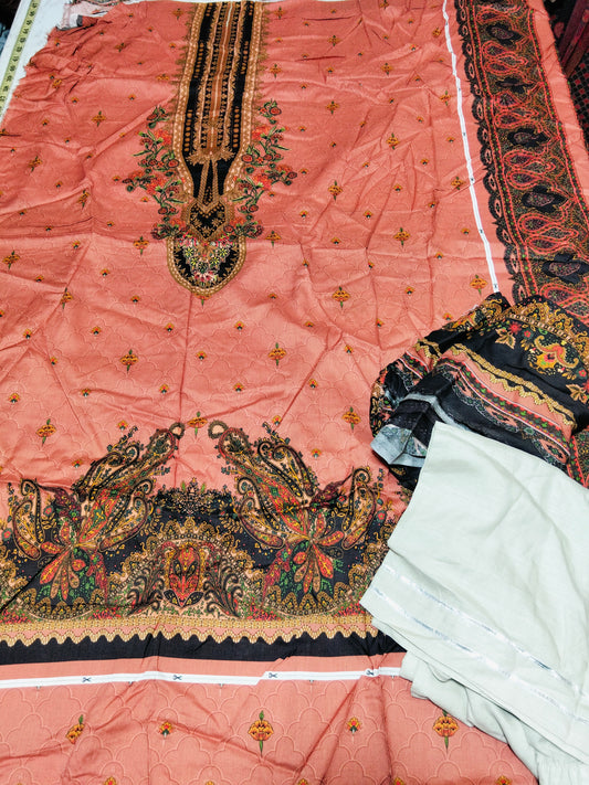 Sale printed Linen  shirt and Duppata+ Khaadi Stitched Large Trouser
